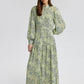 Abito camicia lungo in chiffon a fantasia floreale