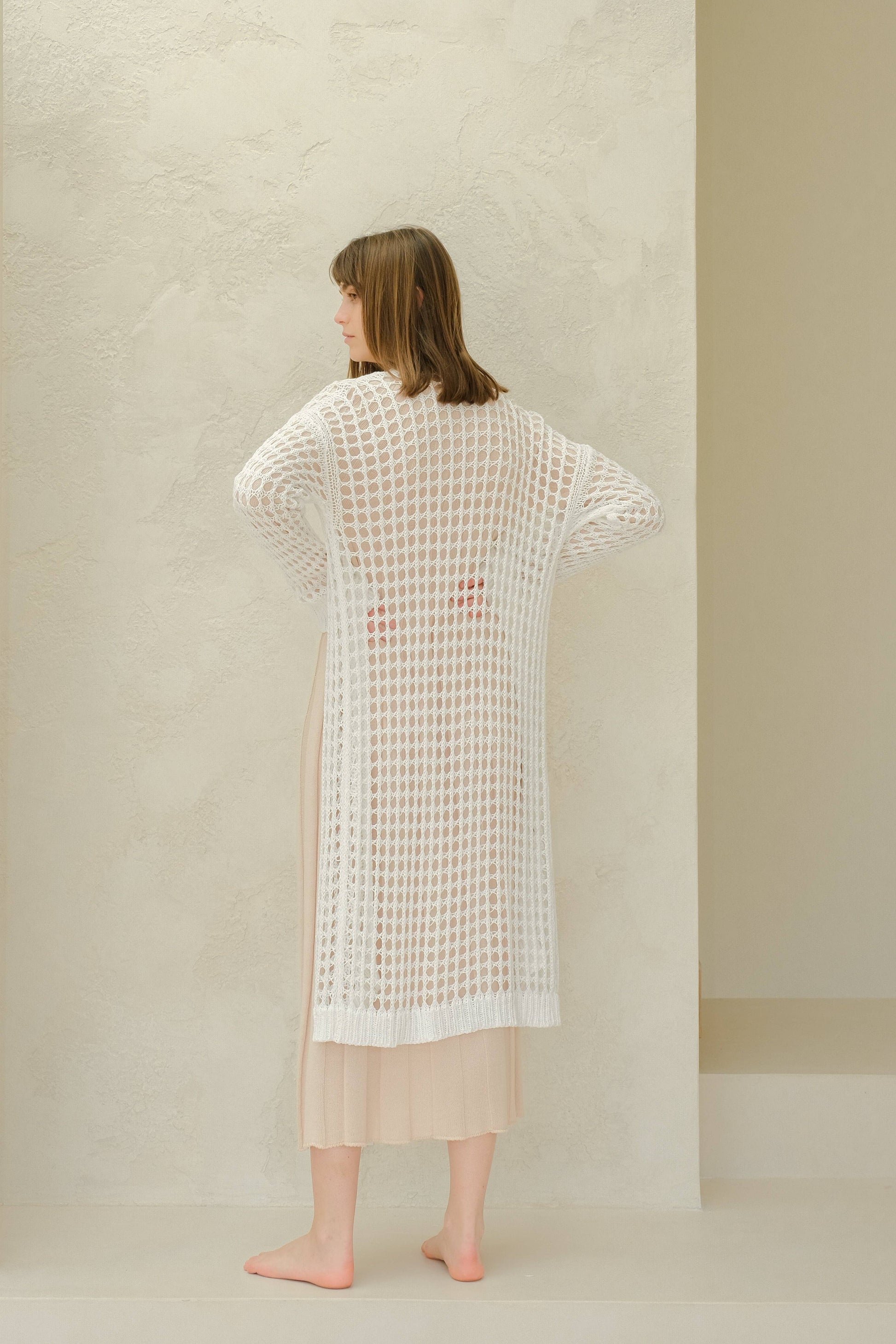 Cardigan maxi all’uncinetto in cotone