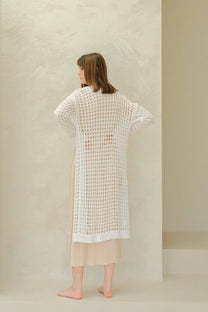Cardigan maxi all’uncinetto in cotone