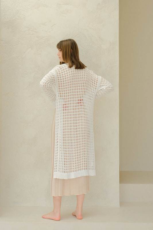Cardigan maxi all’uncinetto in cotone