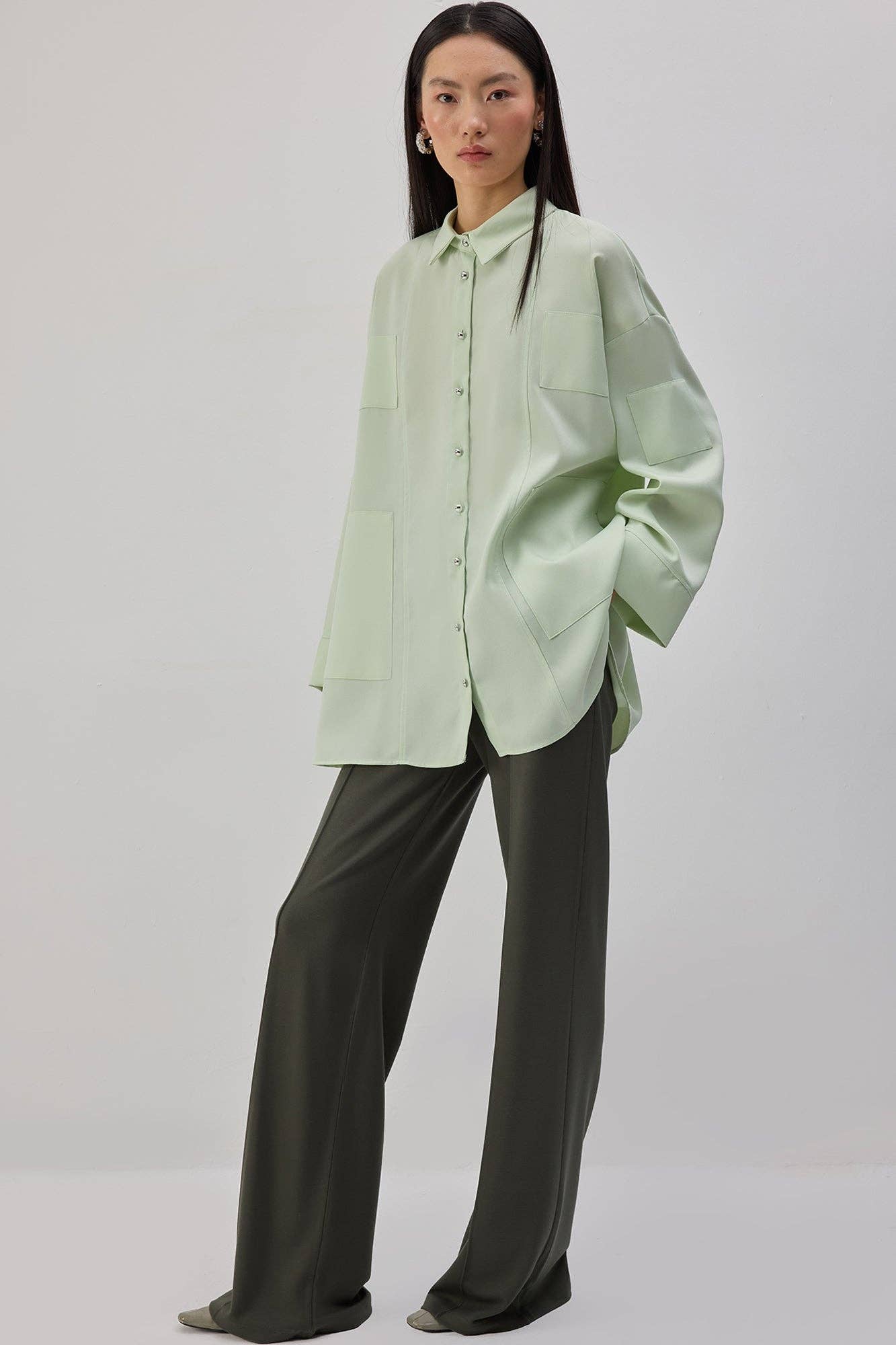 Camicia oversize in raso