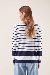 Maglia a righe blu navy in cotone