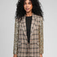 Blazer oversize color sabbia a quadri con maniche in paillettes