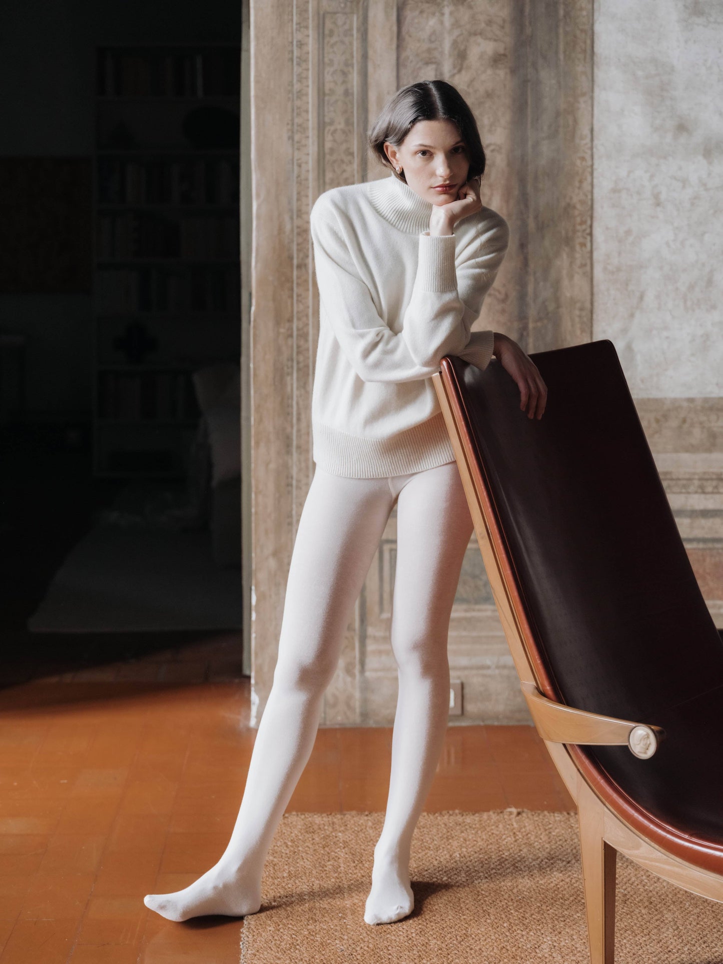 Maxi maglione a collo alto in puro cashmere