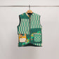 Gilet trapuntato smanicato con stampa cavalli