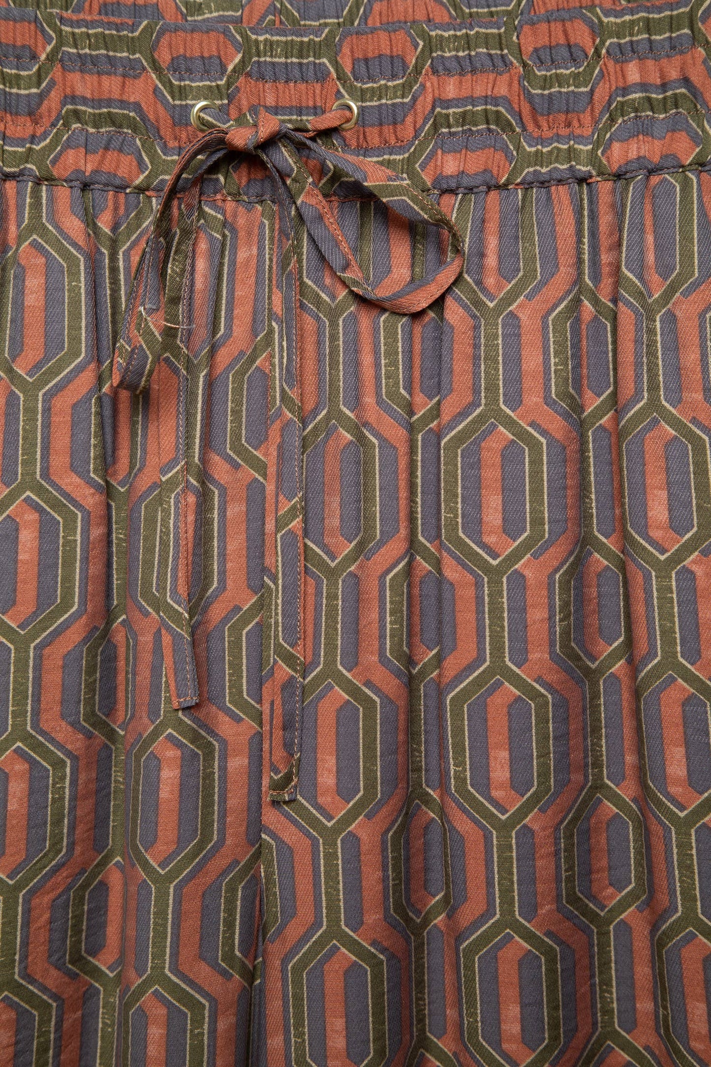 Pantaloni a gamba larga con stampa geometrica e coulisse