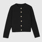 Cardigan nero in maglia con bottoni dorati