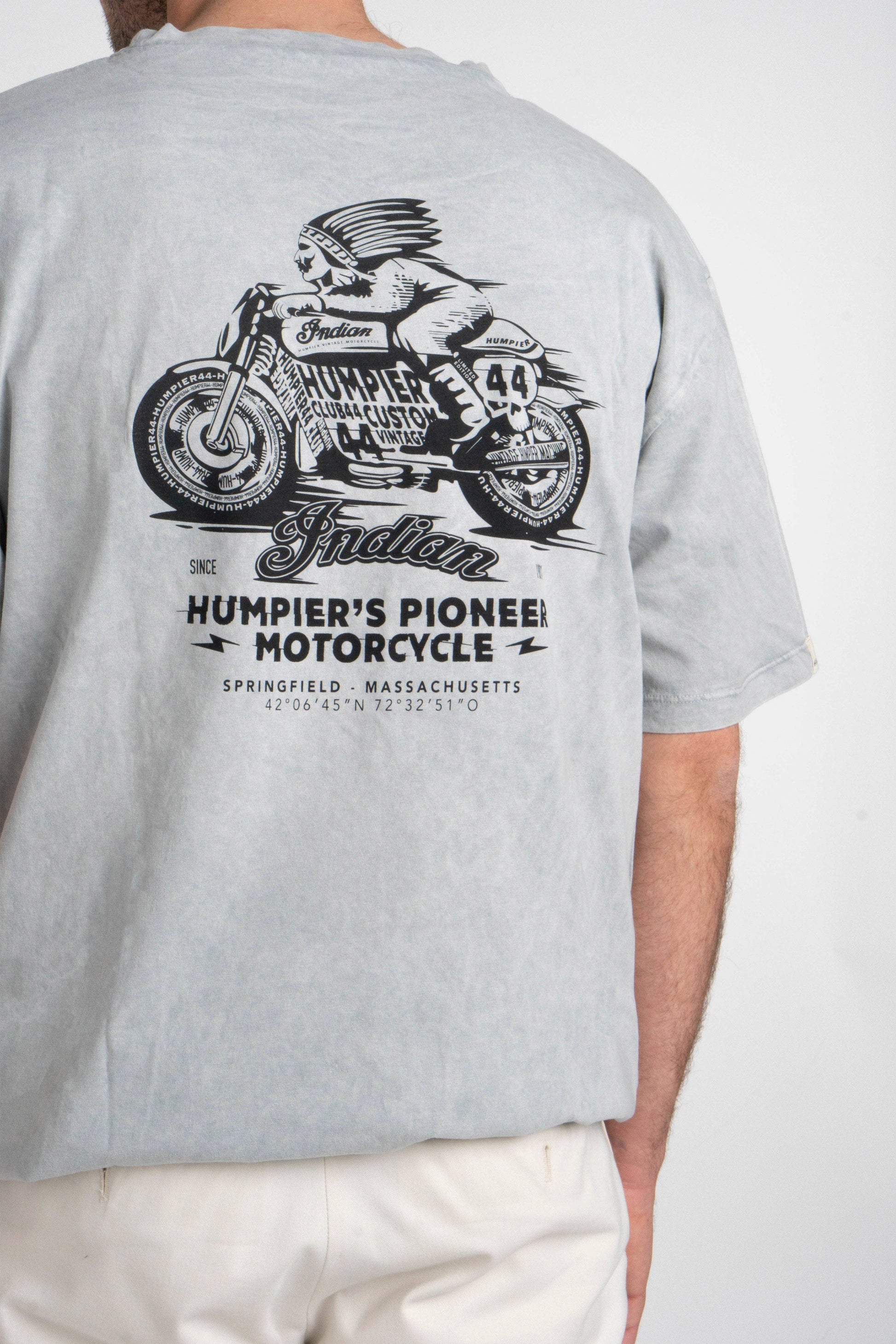 T-shirt Indian in cotone biologico con stampa moto