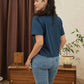 T-shirt boxy riciclata color cobalto