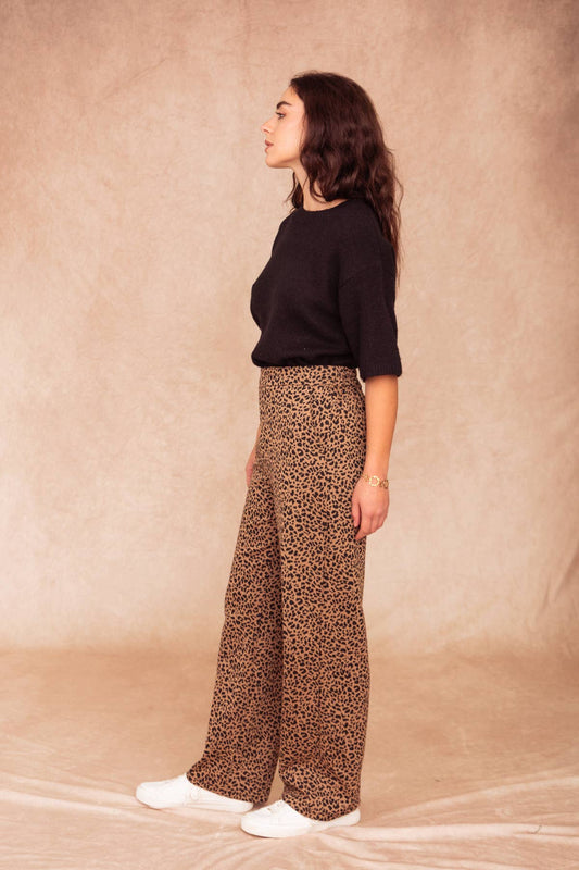 Pantaloni palazzo animalier da donna