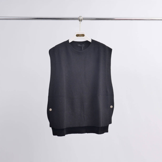 Poncho senza maniche in maglia strutturata con girocollo