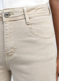 Jeans beige a vita alta a gamba dritta