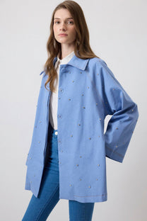Giacca oversize con pietre decorative