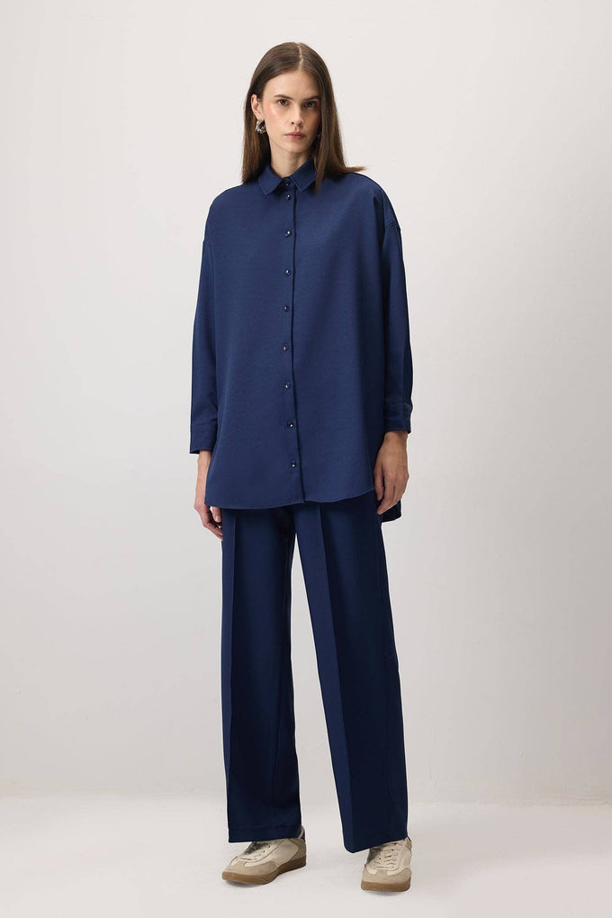 Camicia oversize comfort blu navy