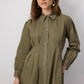 Abito camicia maxi in cotone con cuciture a contrasto e tasche