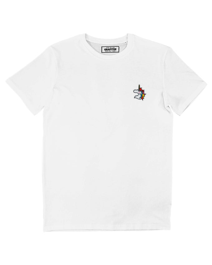 T-shirt bianca con unicorno ricamato