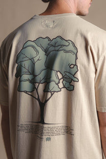 T-shirt uomo in cotone biologico tinta a pigmento con stampa albero