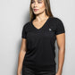 T-shirt nera antimacchia con scollo a V