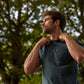 T-shirt pesante in cotone organico a righe verde e bianco