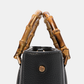 Borsa tote in ecopelle con manici effetto bambù
