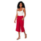Pantaloni culotte estivi in cotone e lino bordeaux