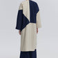 Trench lungo color block blu navy e beige
