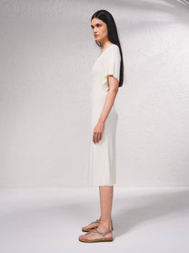 Abito midi in maglia a coste con maniche fluide