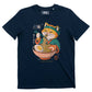 T-shirt unisex gatto samurai ramen in cotone biologico