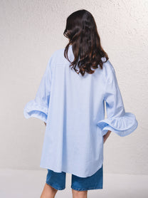 Blusa a righe con volant rinforzati