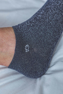 Calzini alla caviglia in cotone glitterato blu marino