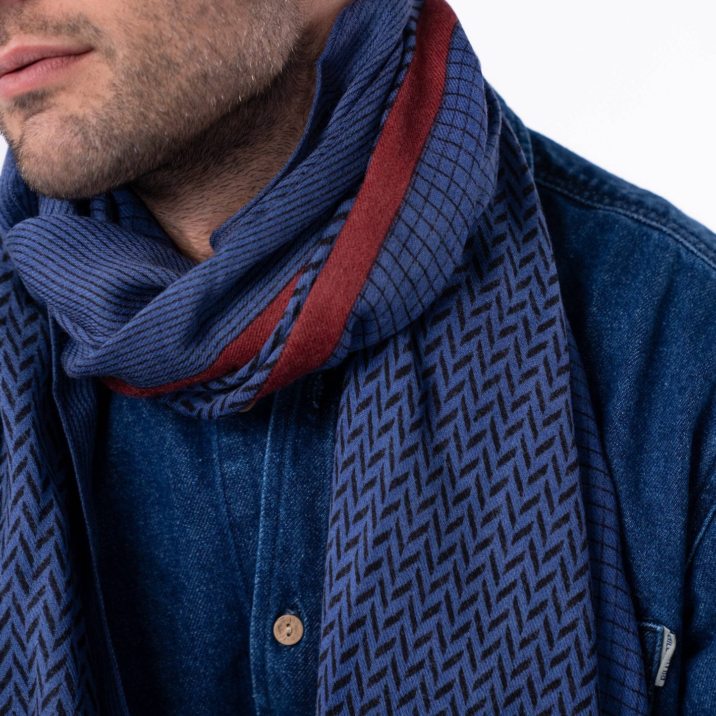 Foulard Uomo in Lana con Fantasia Geometrica