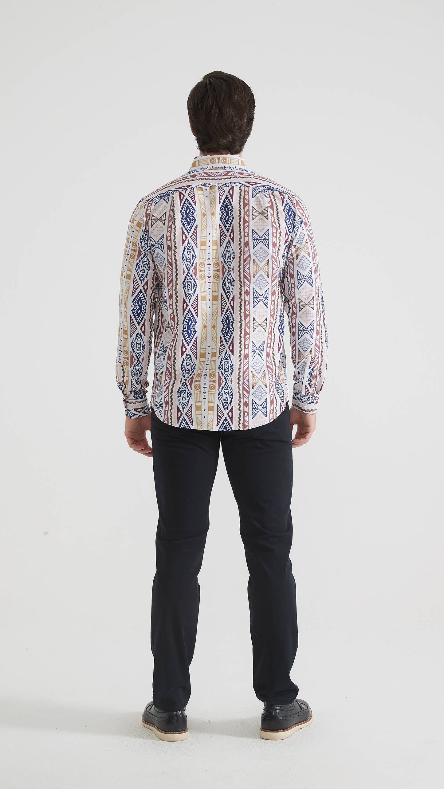 Camicia comfort a fantasia geometrica da uomo