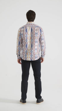 Camicia comfort a fantasia geometrica da uomo