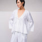 Blusa ampia in lino con scollo a V