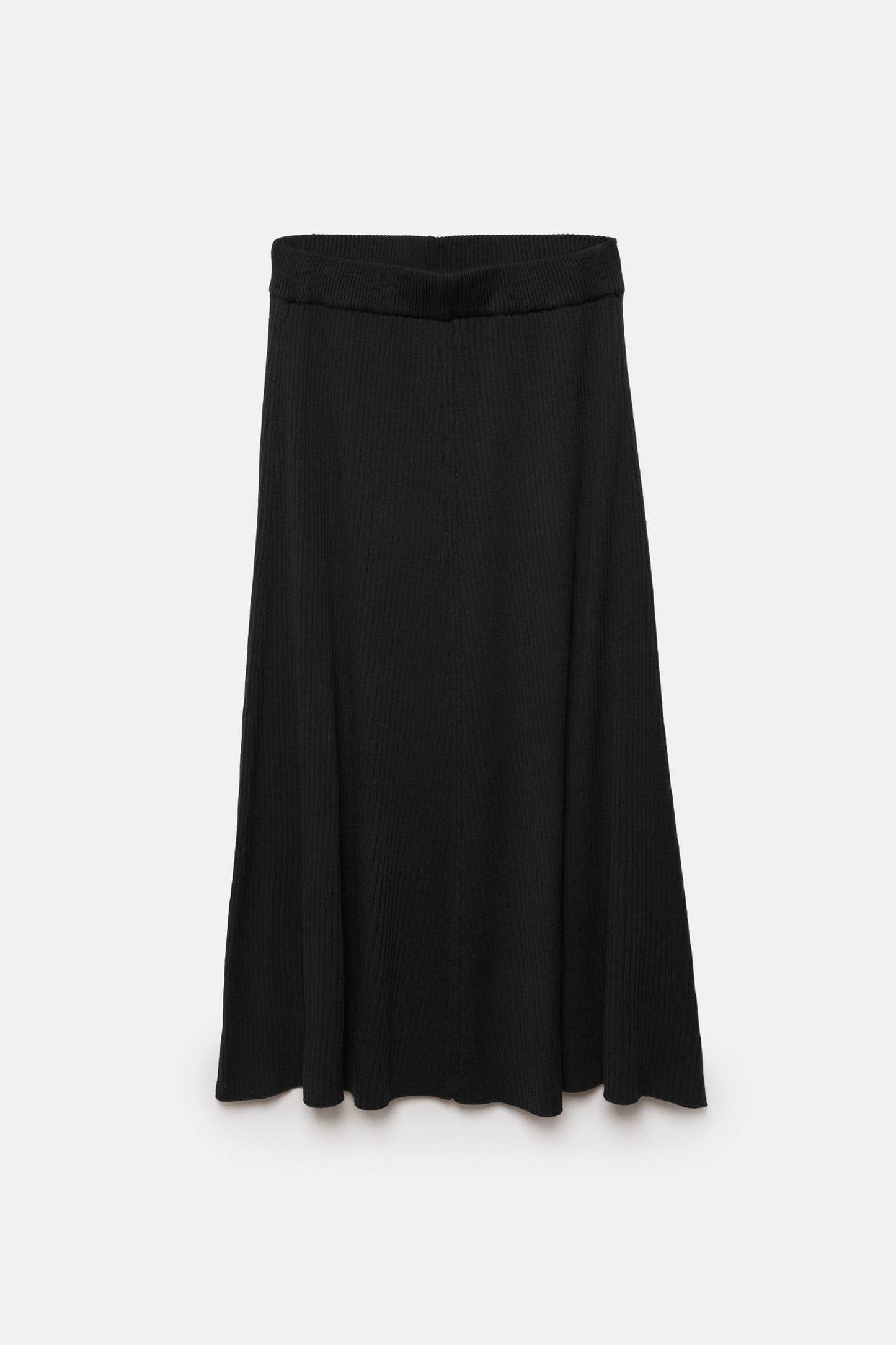 Gonna midi a coste in maglia con vita elasticizzata