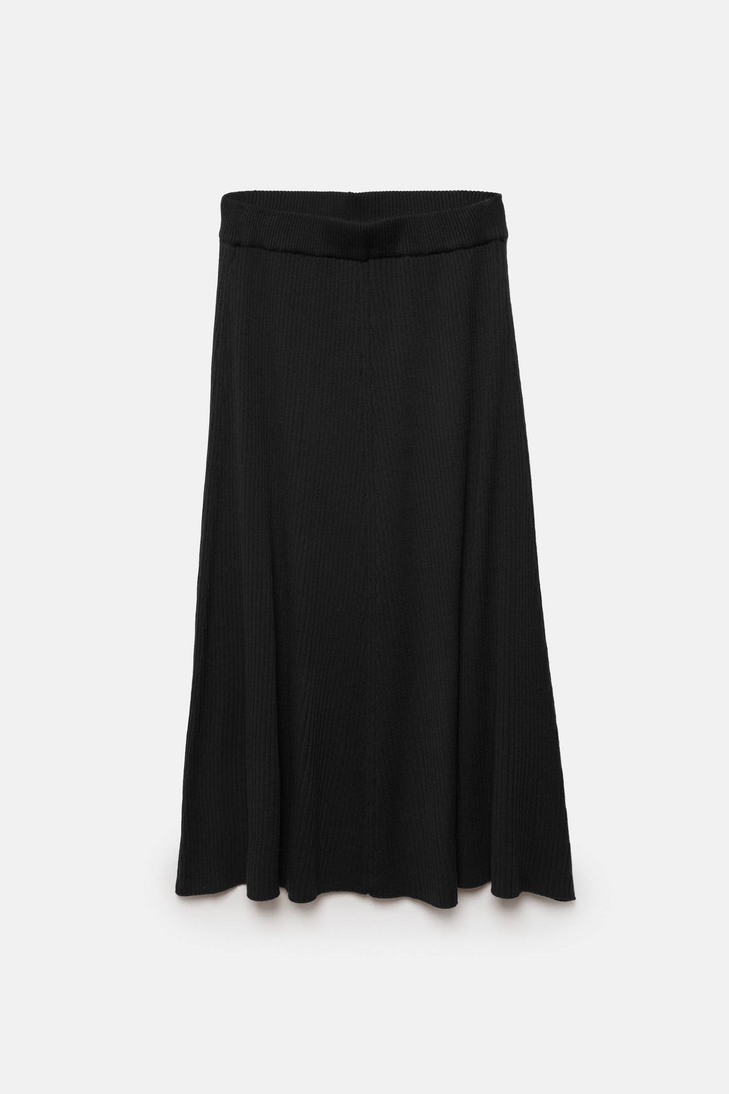 Gonna midi a coste in maglia con vita elasticizzata