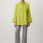 Camicia in popeline verde con polsini ampi