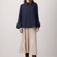 Camicia corta in popeline con maxi polsini