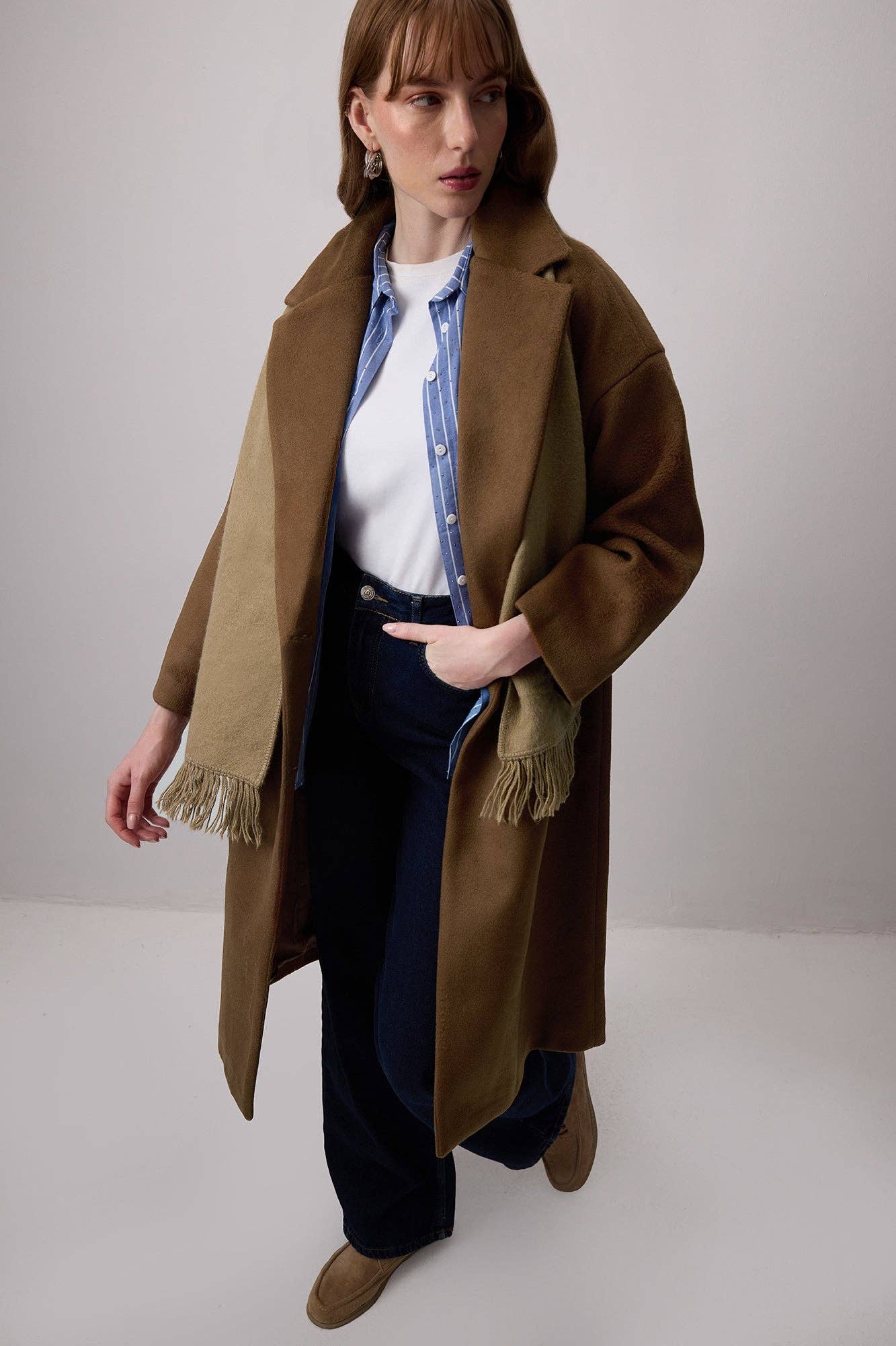 Cappotto oversize doppiopetto marrone