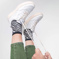 Calze zebra glitterate in cotone pettinato bianco e nero