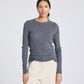 Maglia a maniche lunghe a costine in cotone biologico Freja grigio melange