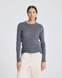 Maglia a maniche lunghe a costine in cotone biologico Freja grigio melange