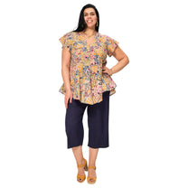 Camicetta estiva boho in voile di cotone con scollo a V