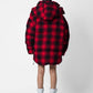 Parka tartan con logo e cappuccio staccabile