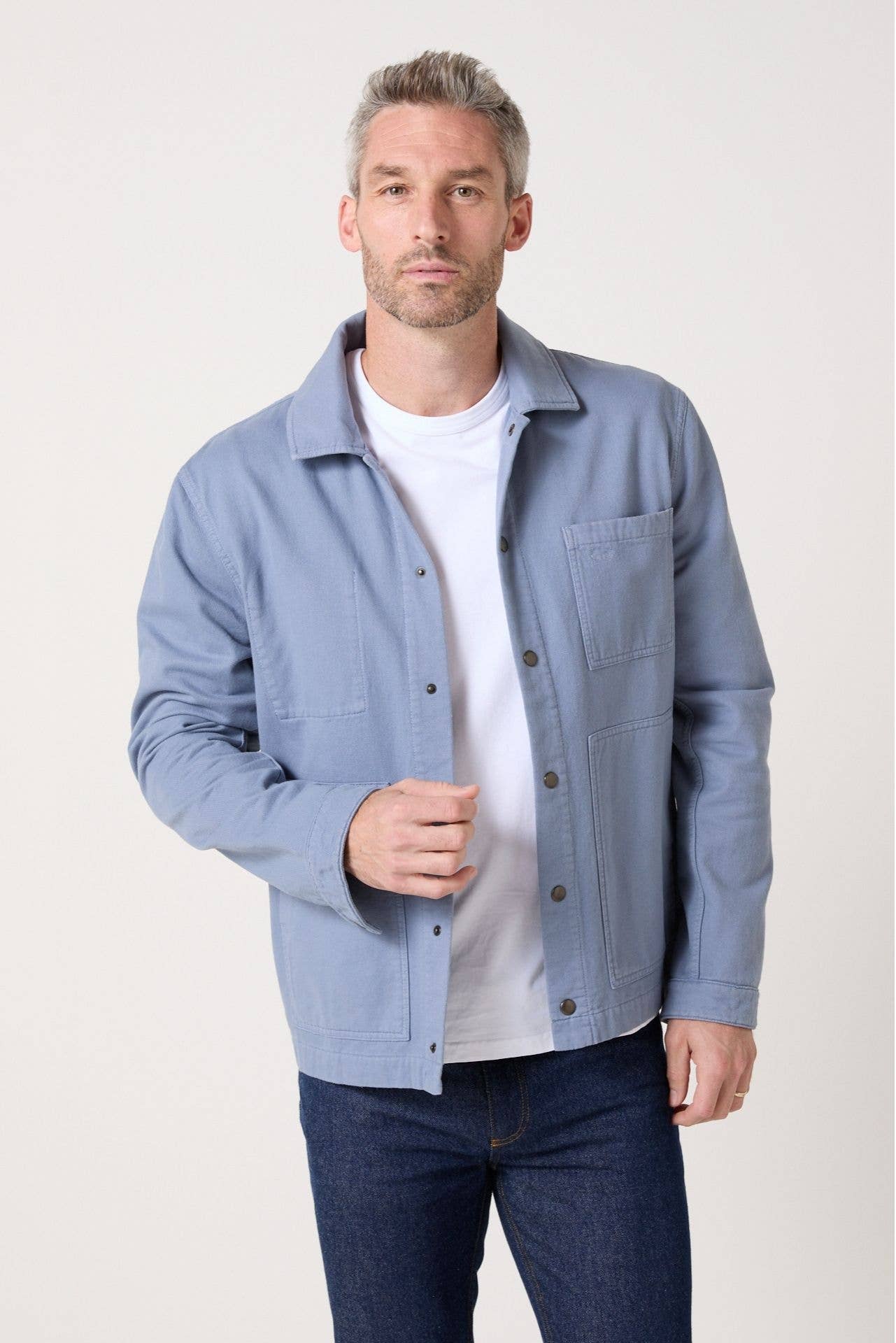 Giacca Chill blu pallido da uomo in twill di cotone