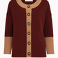 Cardigan bicolore con bottoni a contrasto