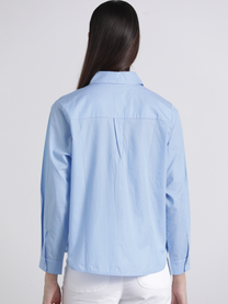 Camicia a righe in cotone azzurra