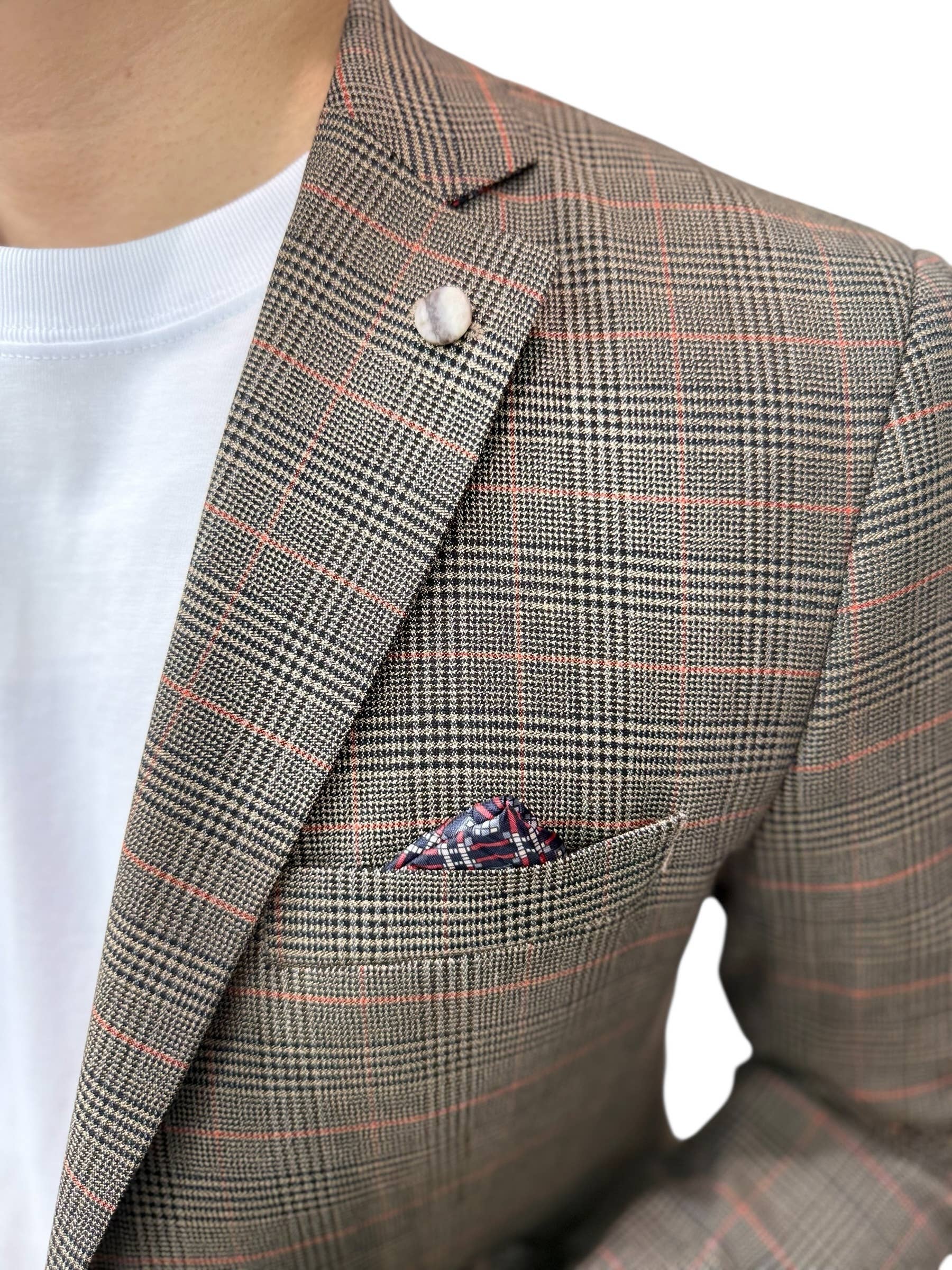 Blazer a quadri marrone Yves Enzo