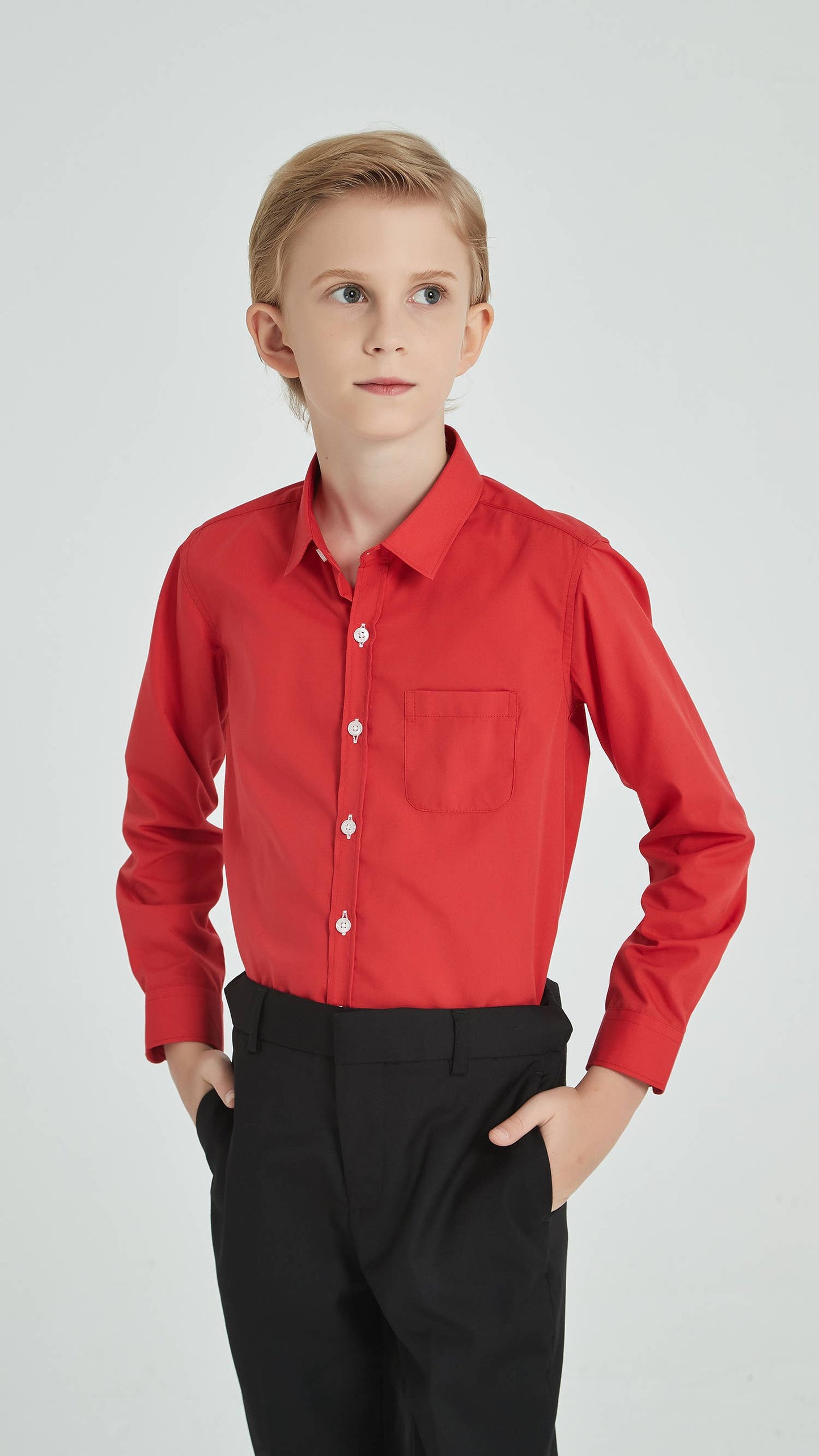 Camicia rossa bambino easy iron con taschino