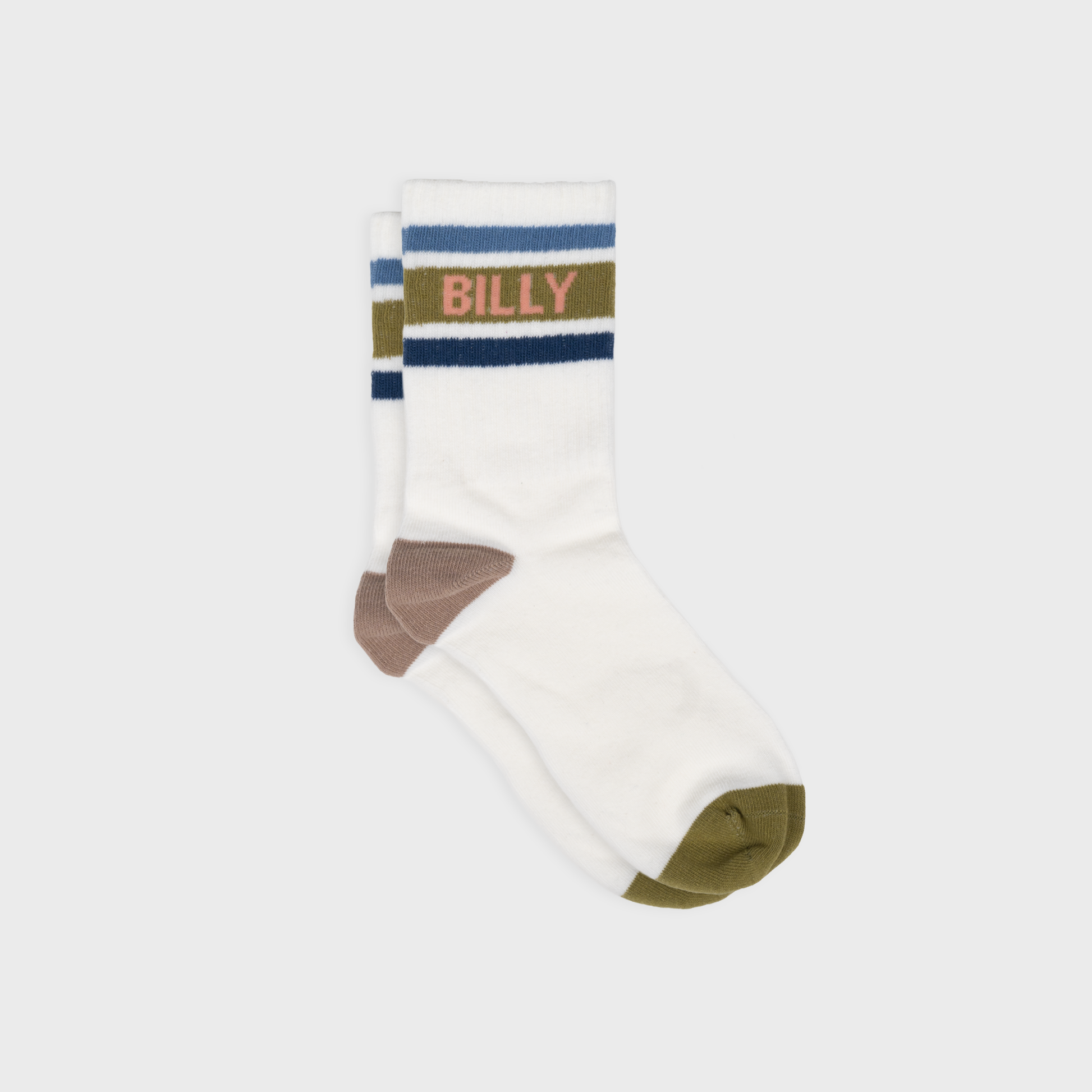 Calzini da tennis bianchi a righe kaki e blu